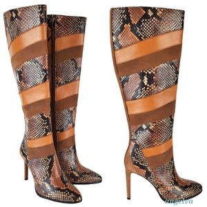 NWT Vince camuto saraalan leather snake print stiletto heel knee high boots